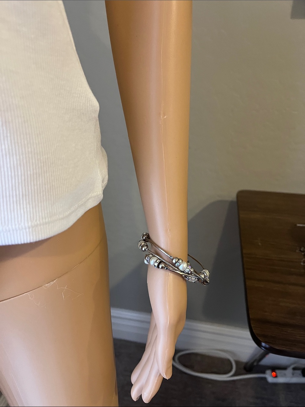 Pearl and Stone Adjustable Bracelet